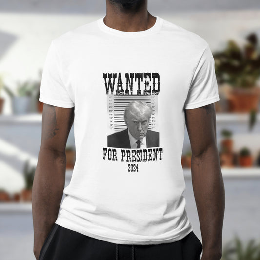 Trump Wanted Poster T-Shirt | TRUMP 2024 COLLECTION T-SHIRT | B&W | BeJeweled By Julie