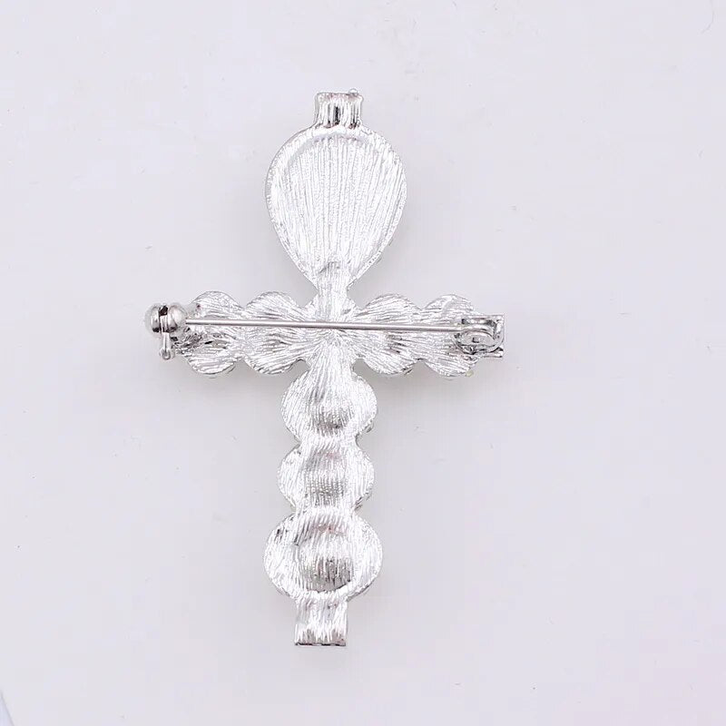 TANGTANG Cross Brooch Pearl Rhinestone Brooch Pin For Women Crystal Jewelry Pins Believe in Jesus Christian Gift Good Quality