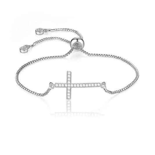 Exquisite AAA Cubic Zirconia Christian Cross Charm Bracelet ~ "Wear Your Faith" Collection