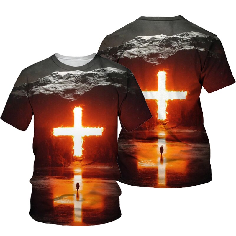 3D Cross Print Men T-shirt Jesus | "Wear Your Faith" Collection