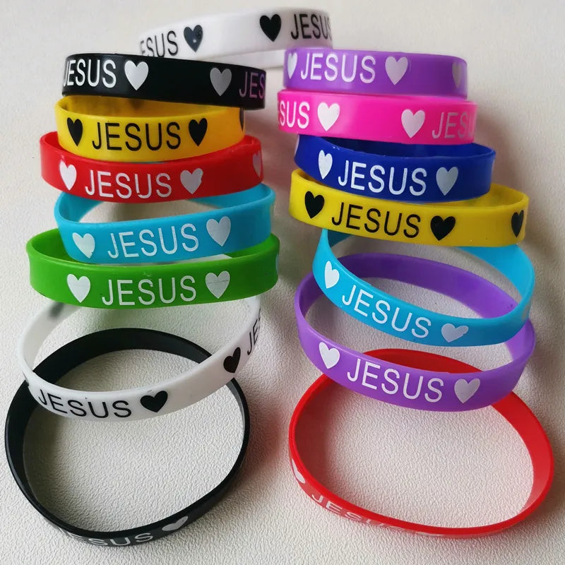 20PC Jesus Silicone Bracelets ~ Night Glow ~ Mix Color ~ "Wear Your Faith" Collection