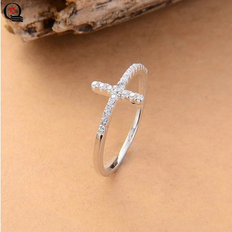 Exquisite Silver Plated Ring for Women Eternity Christian Cross Ring New Fashion Party Gifts Jewelry