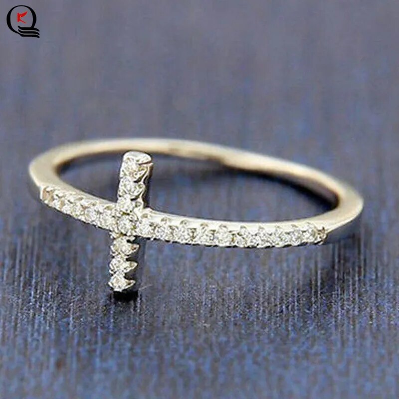 Exquisite Silver Plated Ring for Women Eternity Christian Cross Ring New Fashion Party Gifts Jewelry