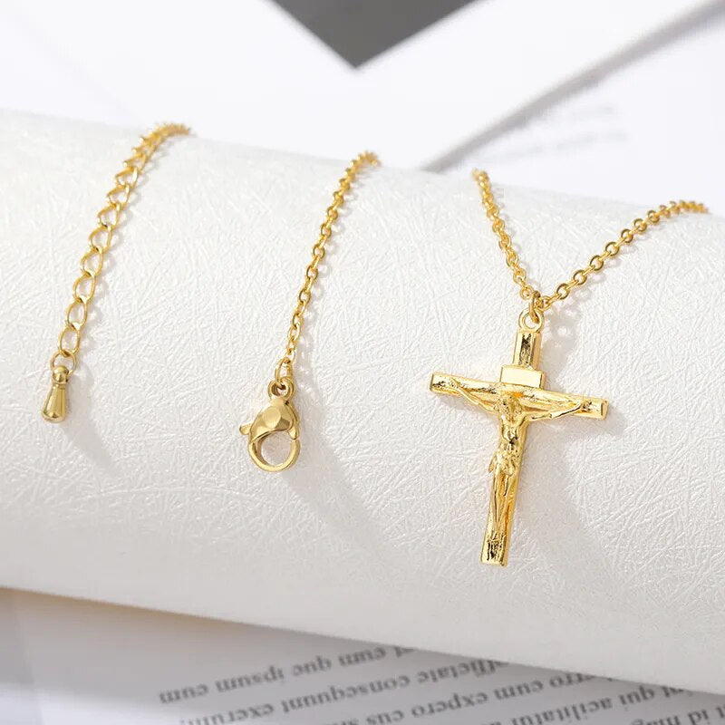 Christian Jesus Cross Necklace Stainless Steel