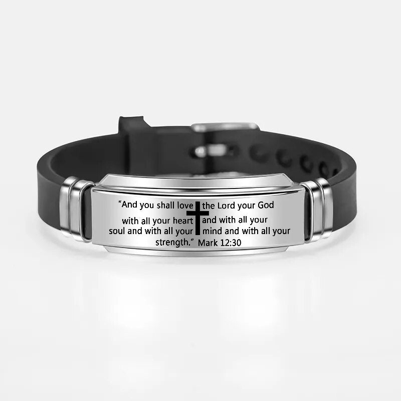 Classic Christian Cross Bible Psalm Silicone Bracelet with Scriptures - "Wear The Word"