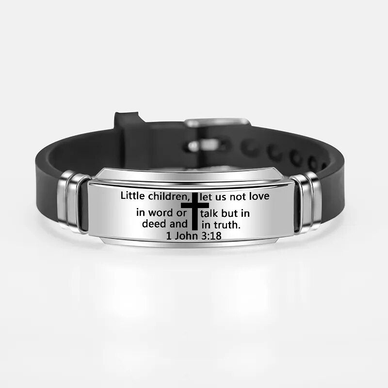 Classic Christian Cross Bible Psalm Silicone Bracelet with Scriptures - "Wear The Word"