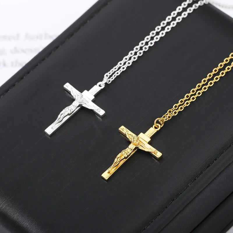 Christian Jesus Cross Necklace Stainless Steel