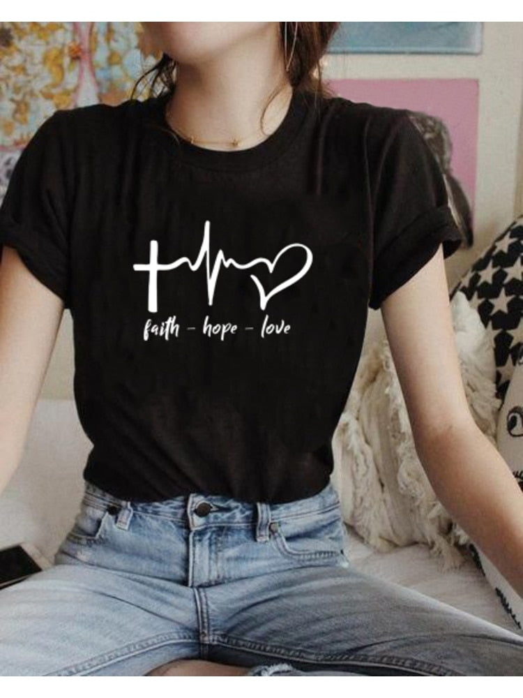 Faith Hope Love Print Summer T Shirt ~ 'Wear Your Faith" Collection