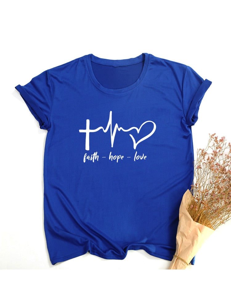 Faith Hope Love Print Summer T Shirt ~ 'Wear Your Faith" Collection