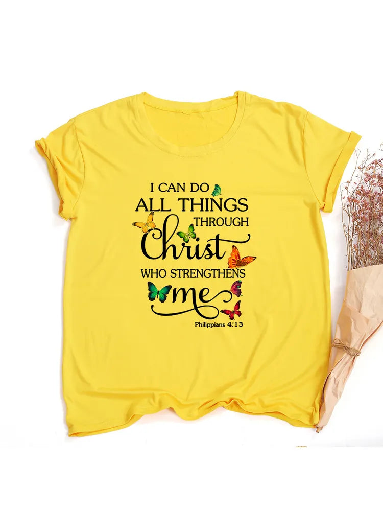 Butterfly I Can Do All Things T-Shirt | Philippians 4: 13 ~ "Wear His Word" Collection