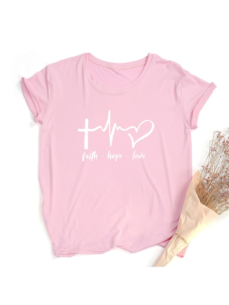 Faith Hope Love Print Summer T Shirt ~ 'Wear Your Faith" Collection