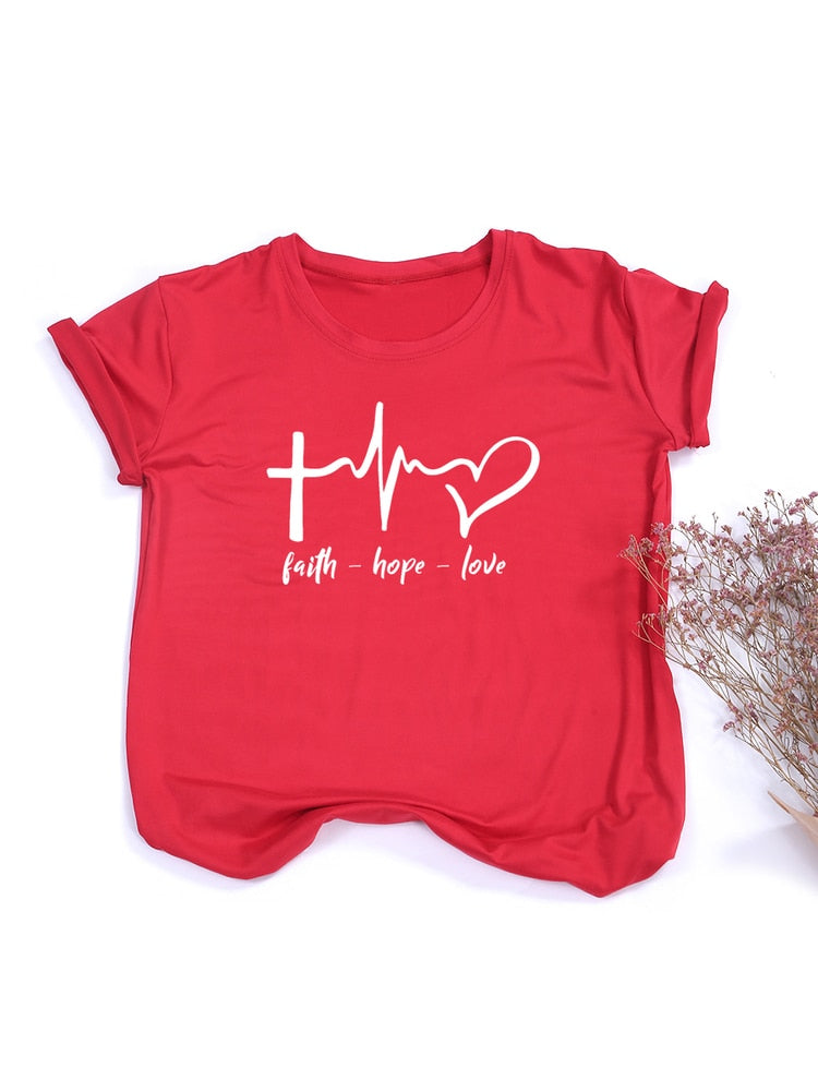 Faith Hope Love Print Summer T Shirt ~ 'Wear Your Faith" Collection