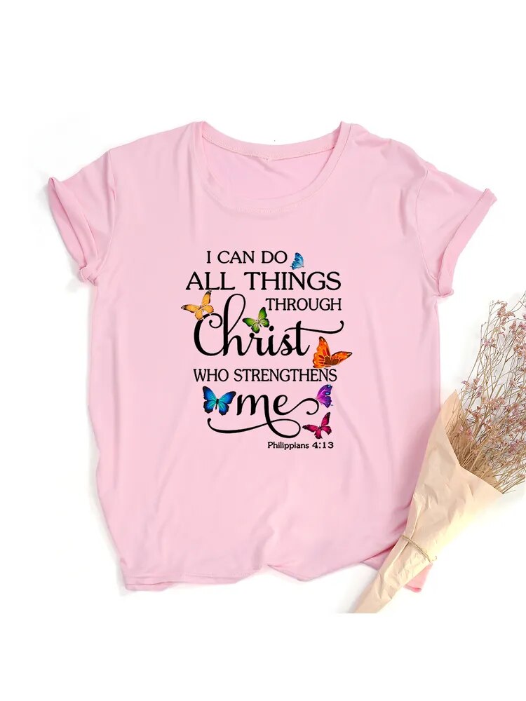 Butterfly I Can Do All Things T-Shirt | Philippians 4: 13 ~ "Wear His Word" Collection