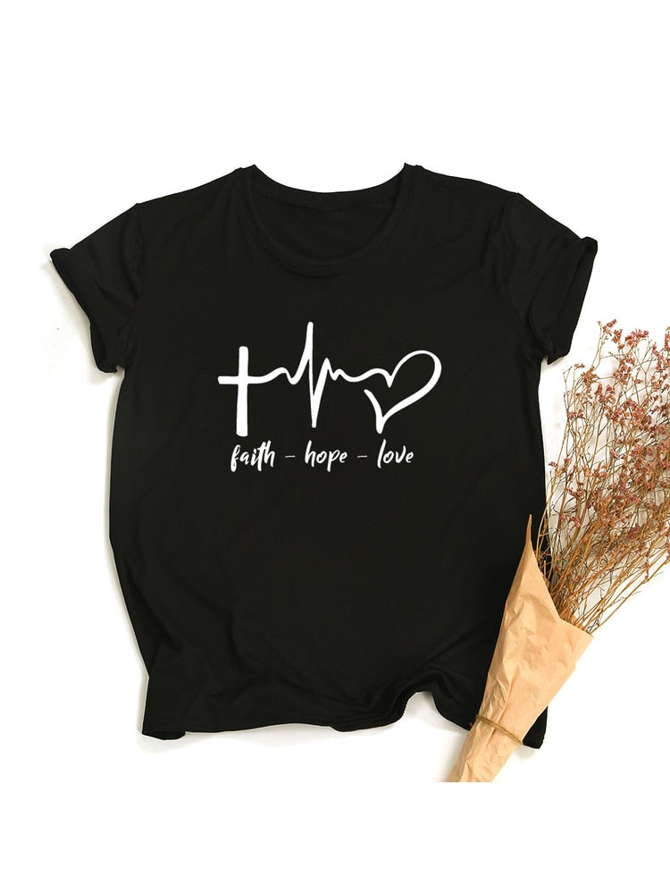 Faith Hope Love Print Summer T Shirt ~ 'Wear Your Faith" Collection