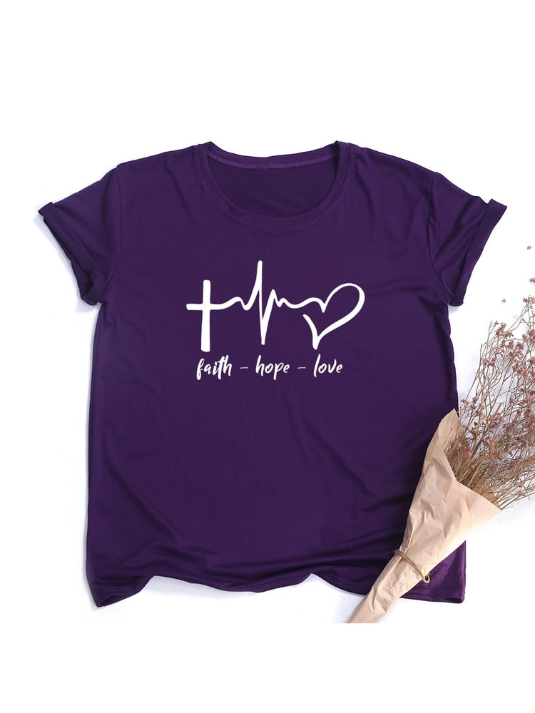 Faith Hope Love Print Summer T Shirt ~ 'Wear Your Faith" Collection