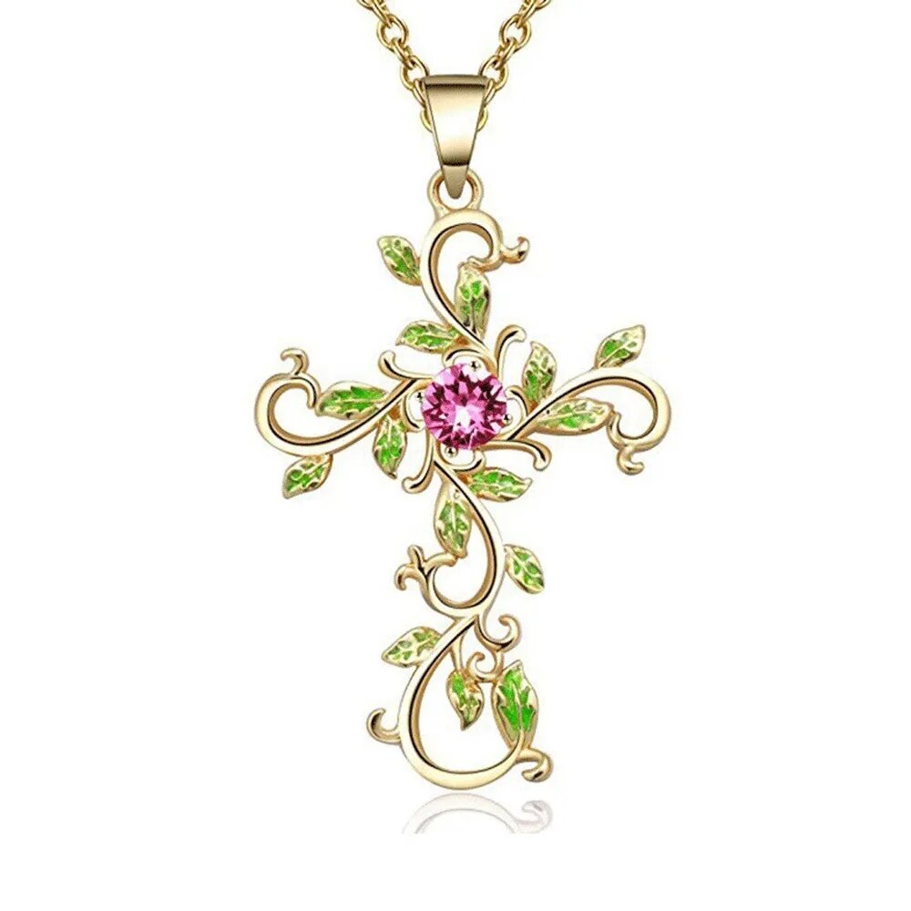 Classic Flower Cross Necklace