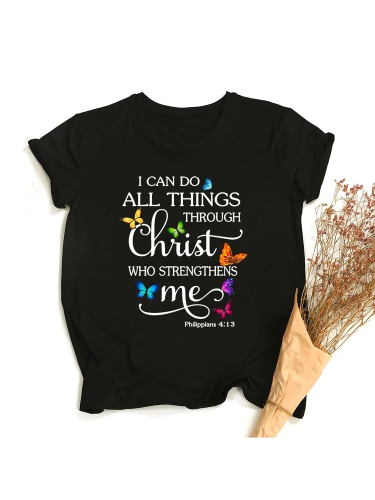 Butterfly I Can Do All Things T-Shirt | Philippians 4: 13 ~ "Wear His Word" Collection