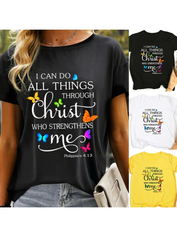 Butterfly I Can Do All Things T-Shirt | Philippians 4: 13 ~ "Wear His Word" Collection