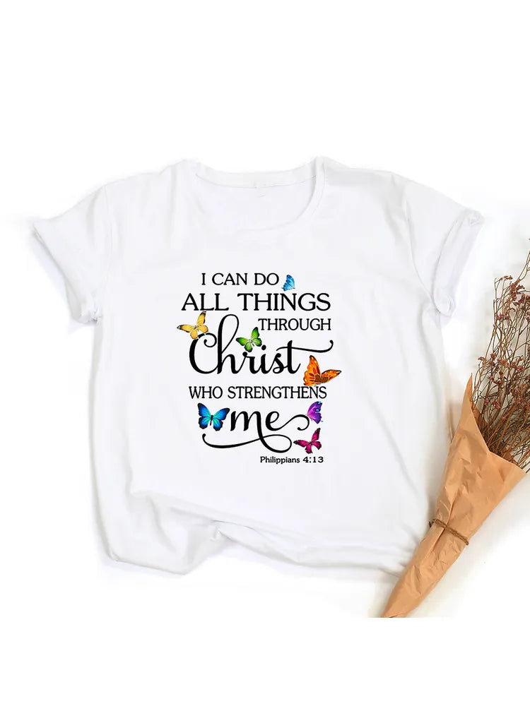 Butterfly I Can Do All Things T-Shirt | Philippians 4: 13 ~ "Wear His Word" Collection