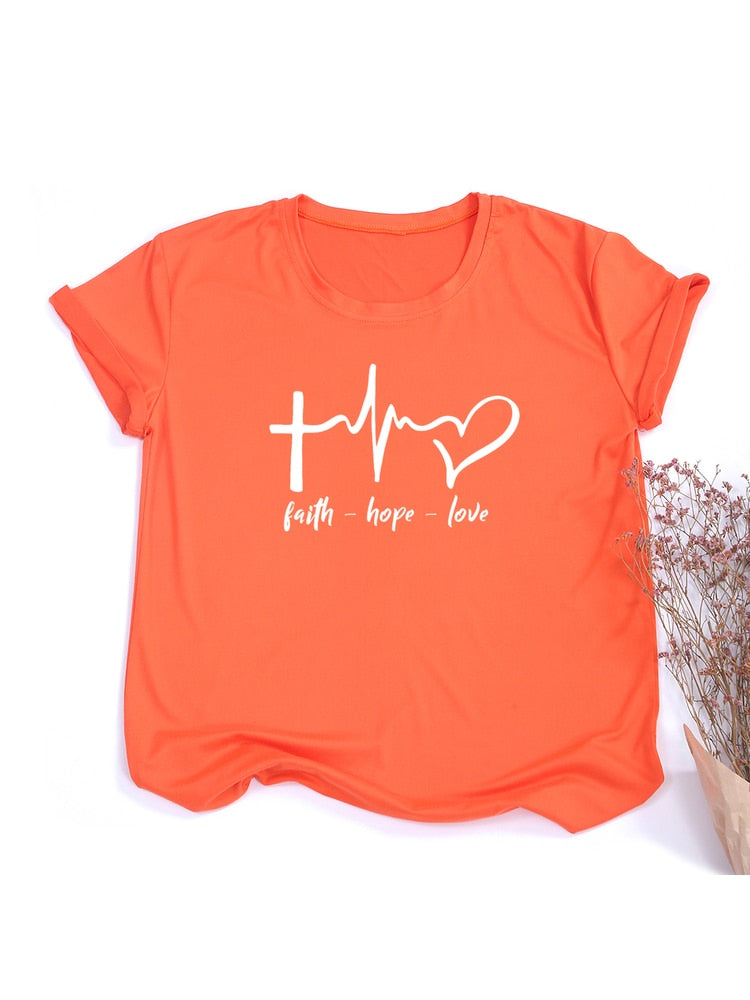 Faith Hope Love Print Summer T Shirt ~ 'Wear Your Faith" Collection