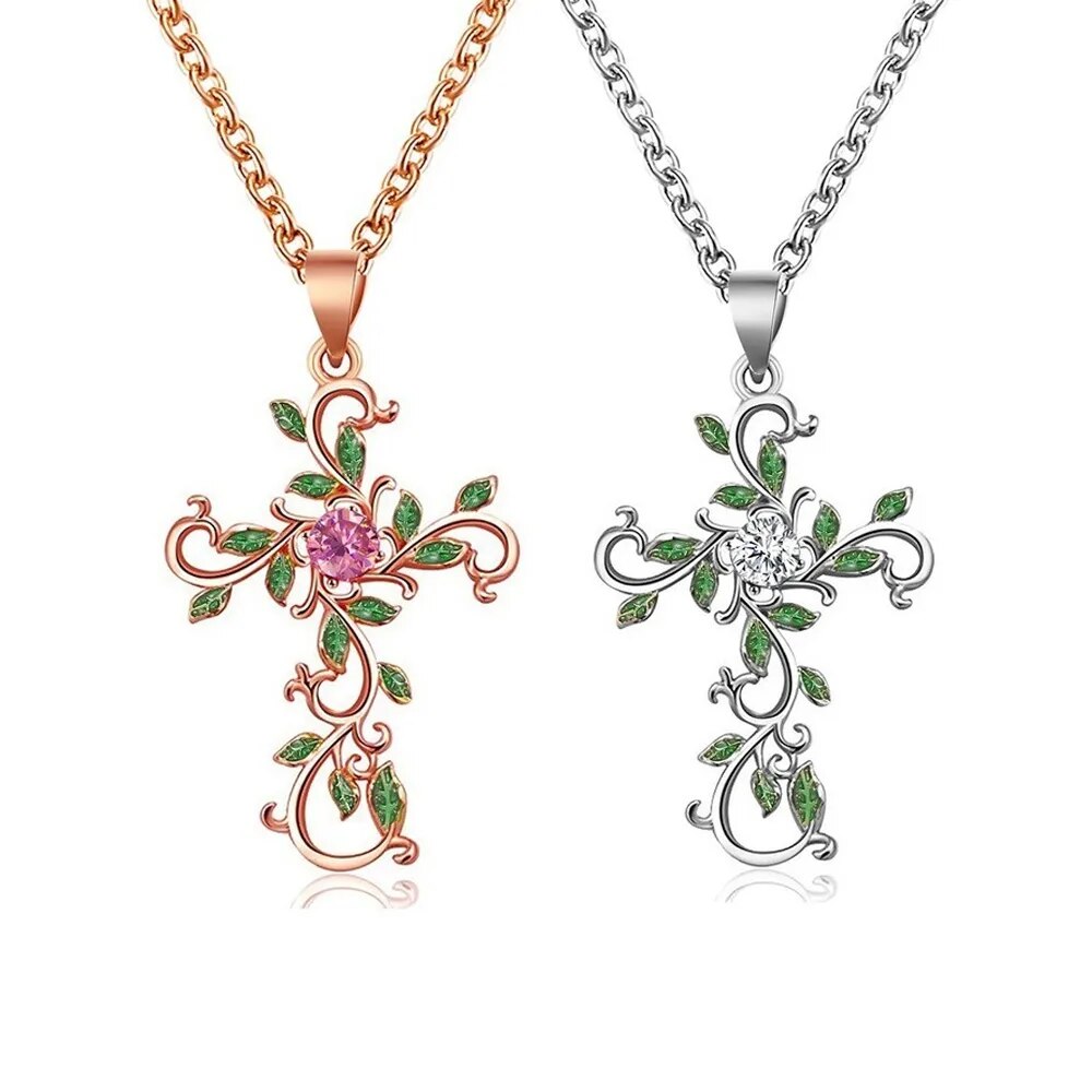 Classic Flower Cross Necklace