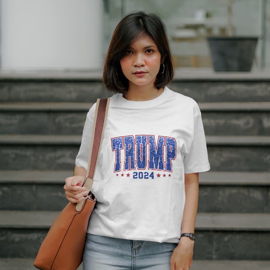 Trump 2024 Faux Sequins Women's T-Shirt |  TRUMP COLLECTION ~ BeJeweled By Julie