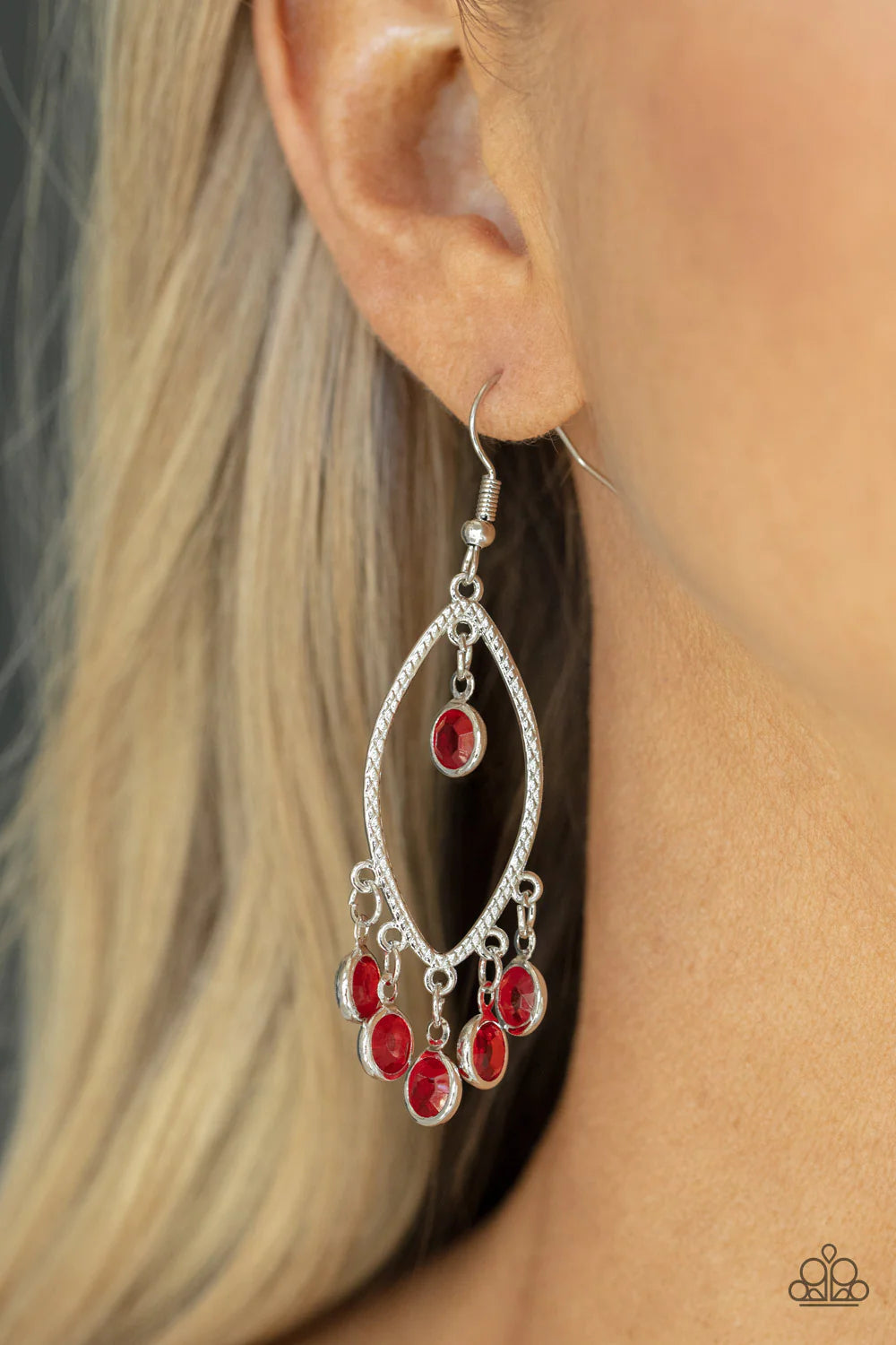 Paparazzi Earrings ~ Glassy Grotto - Red