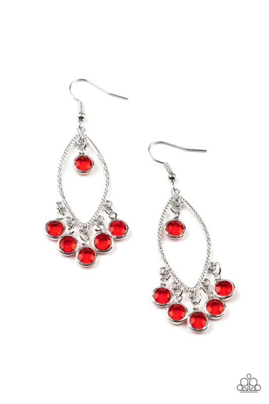 Paparazzi Earrings ~ Glassy Grotto - Red