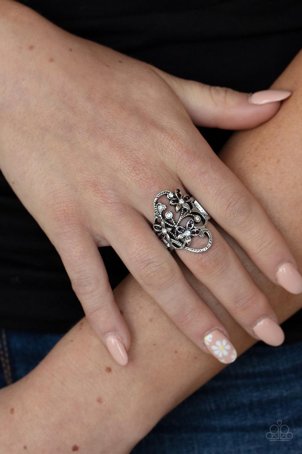 Paparazzi Ring ~ Flirtatiously Flowering - Purple