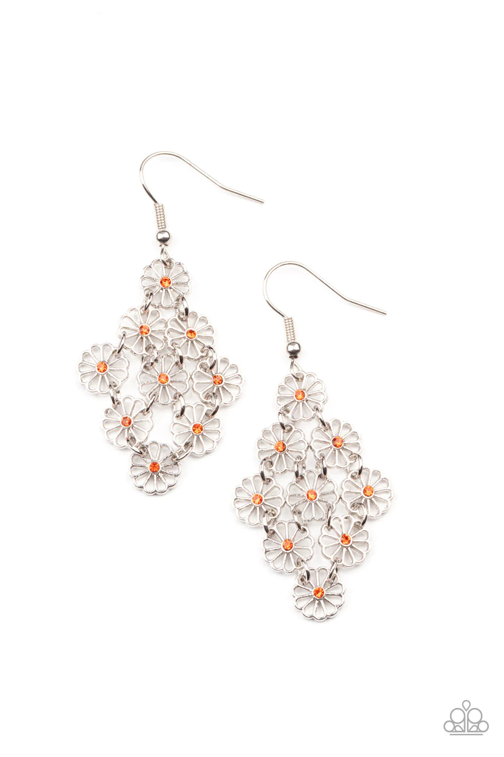 Paparazzi Earrings ~  Bustling Blooms - Orange