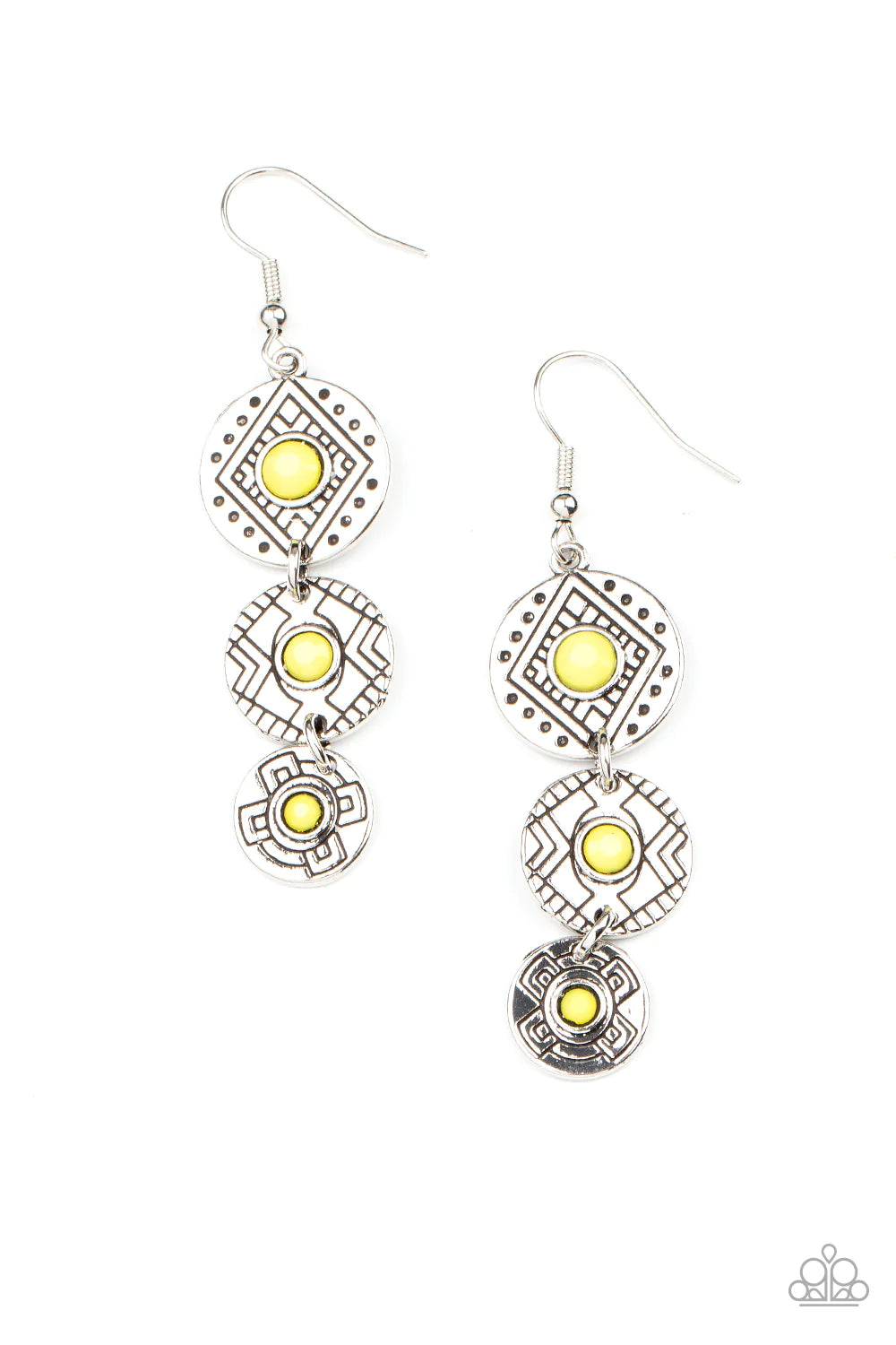 Paparazzi Earrings ~ Totem Temptress - Yellow