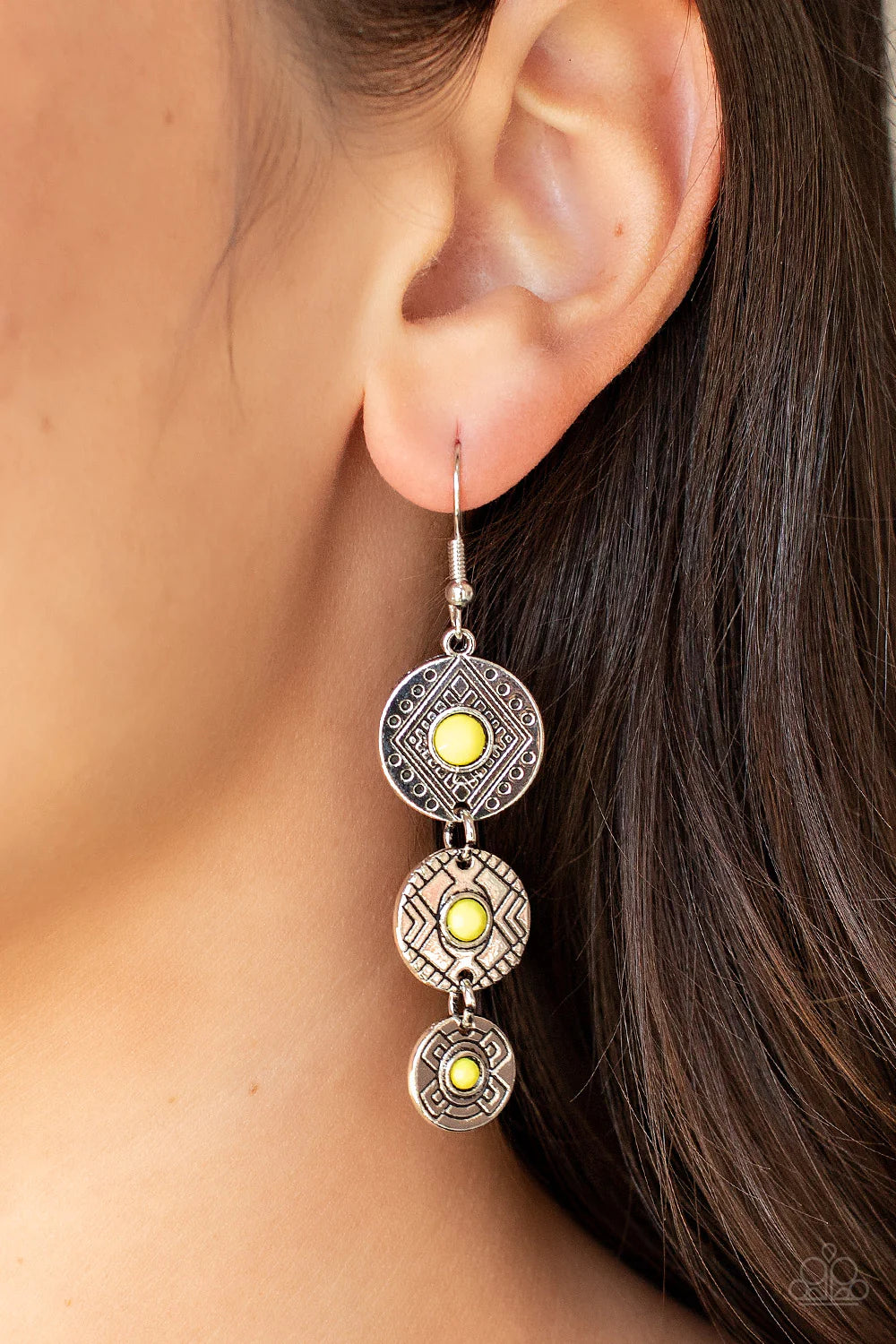 Paparazzi Earrings ~ Totem Temptress - Yellow