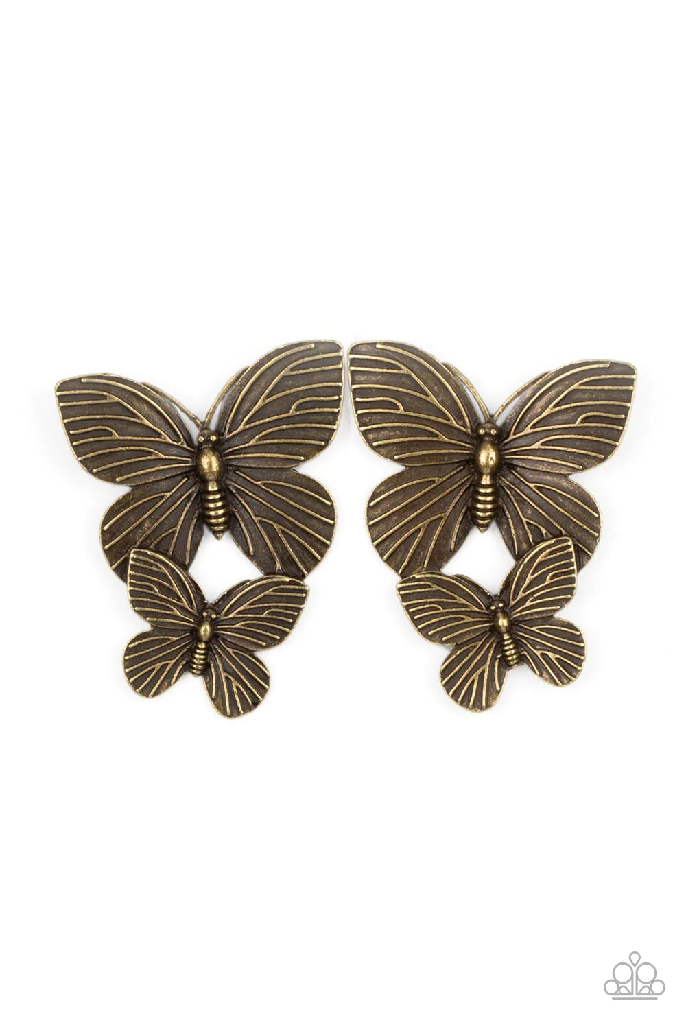 Paparazzi Earrings ~ Blushing Butterflies - Brass