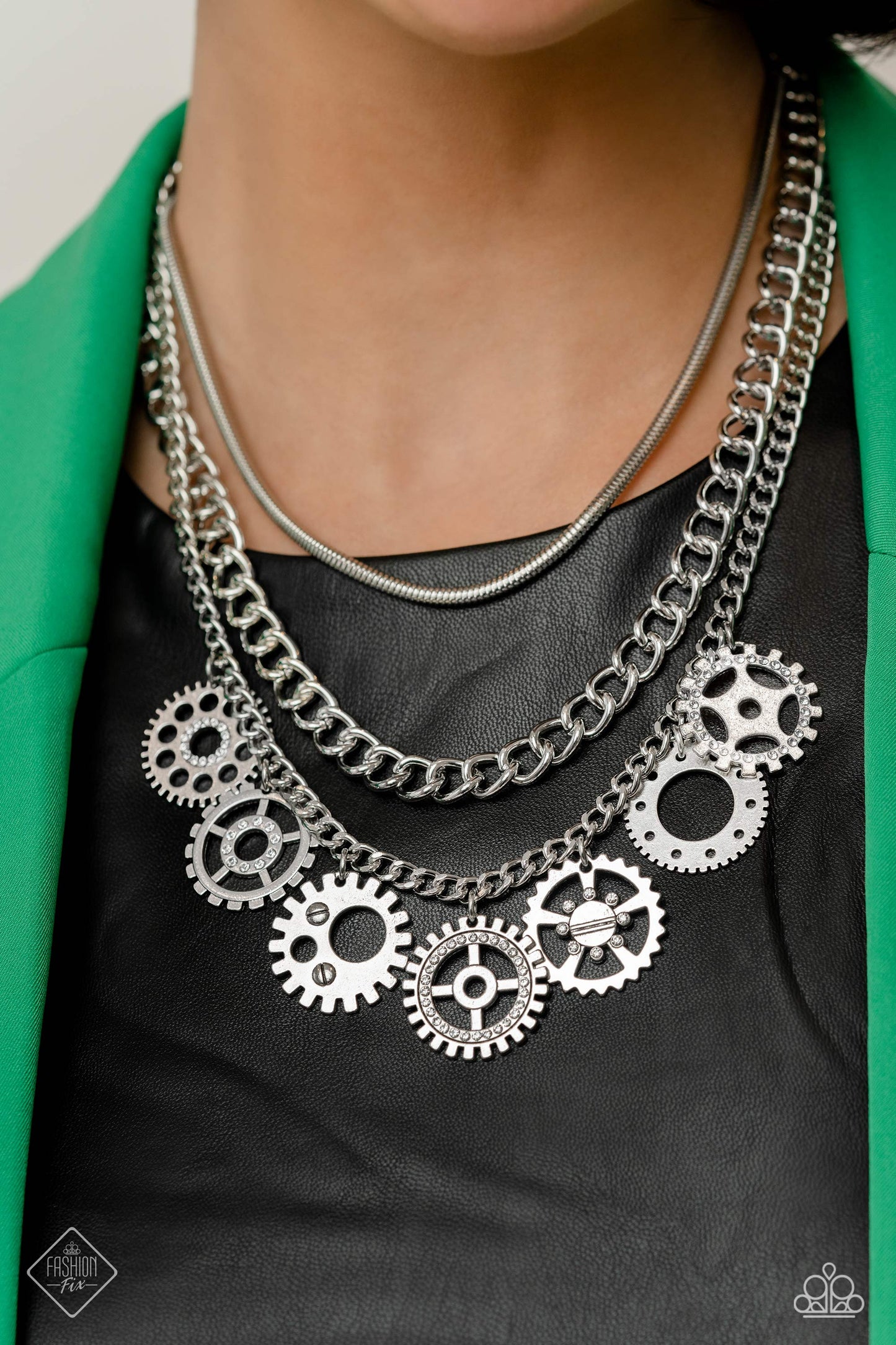 Paparazzi Necklace ~ Running Out of STEAMPUNK - White